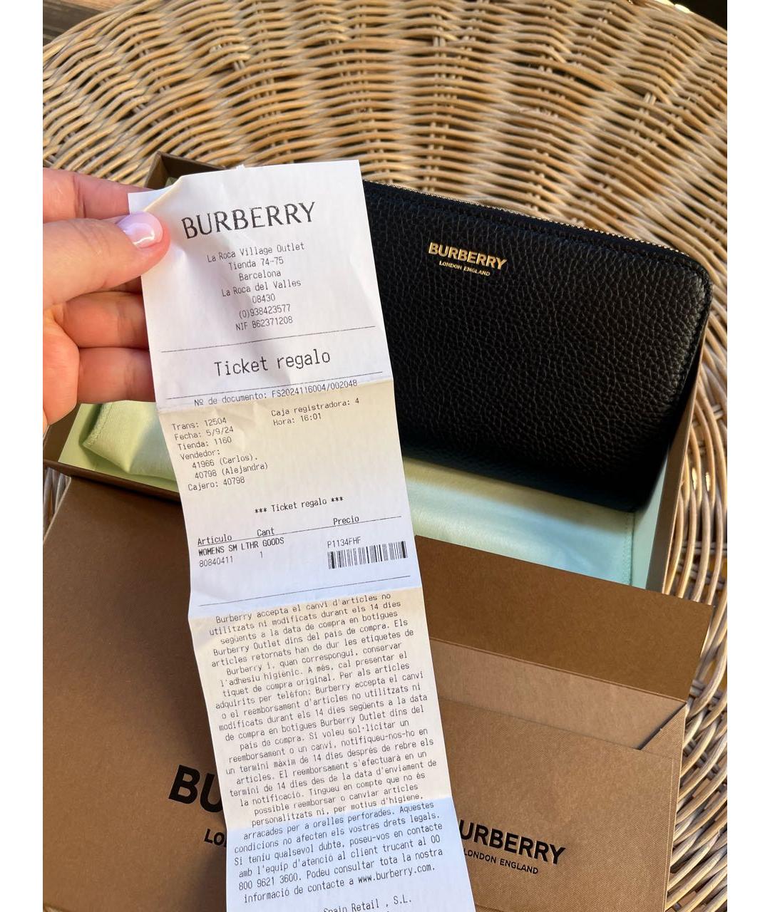 BURBERRY Черный кожаный кошелек, фото 6