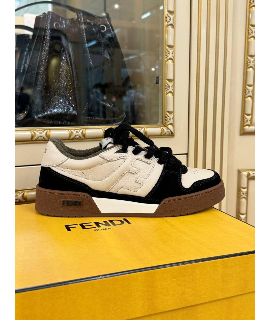 FENDI Белые кожаные кеды, фото 3