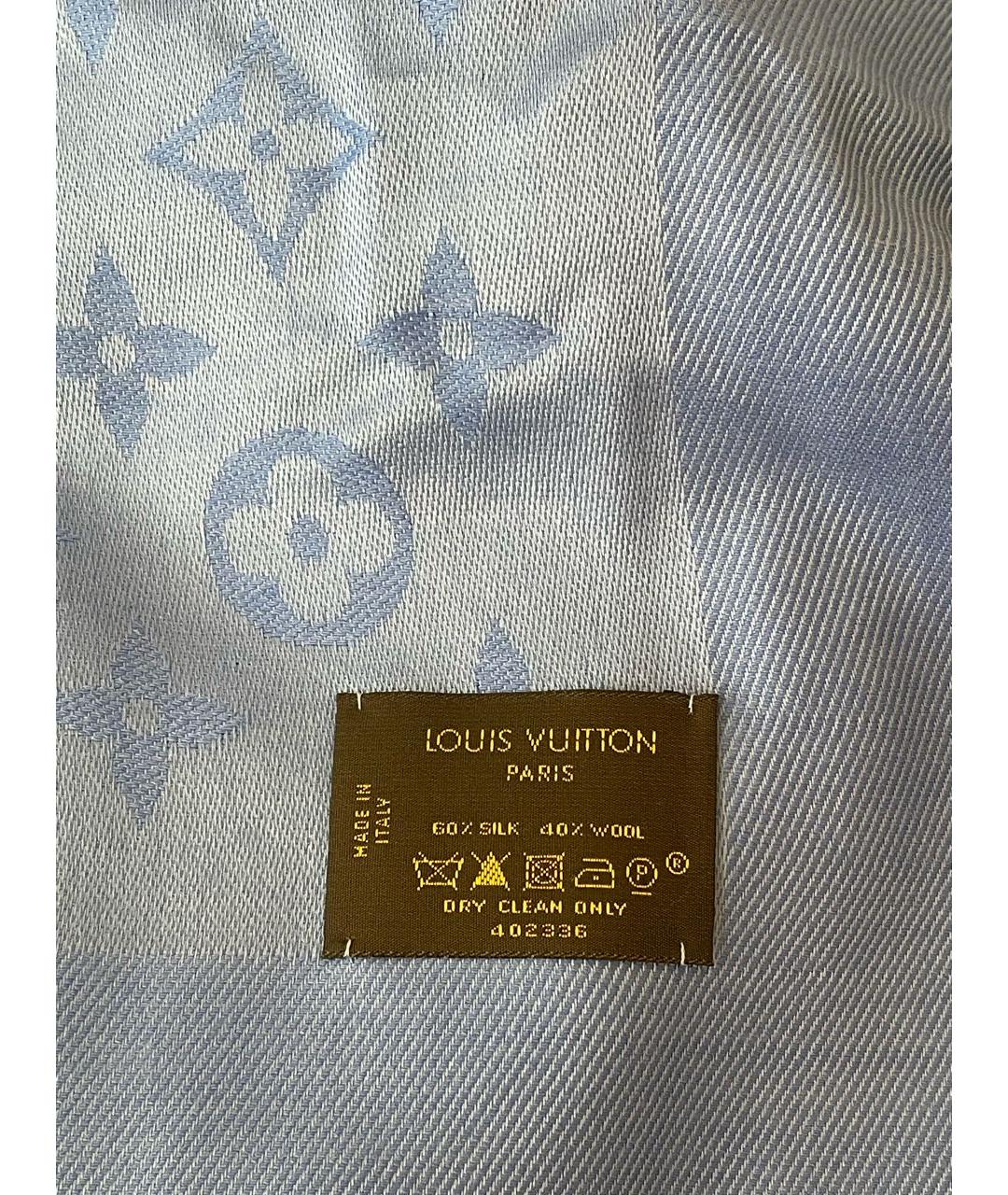 LOUIS VUITTON Синий шелковый шарф, фото 4