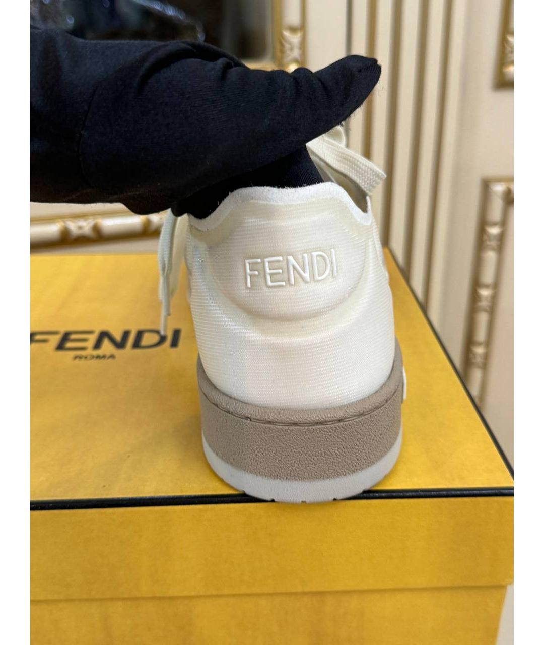 FENDI Белые текстильные кеды, фото 4