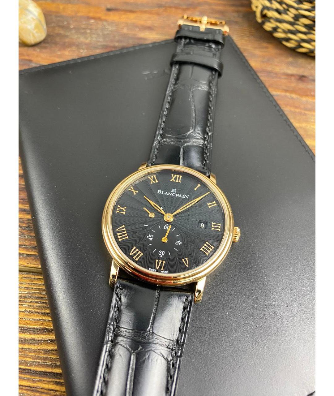 Blancpain Черные часы из розового золота, фото 4