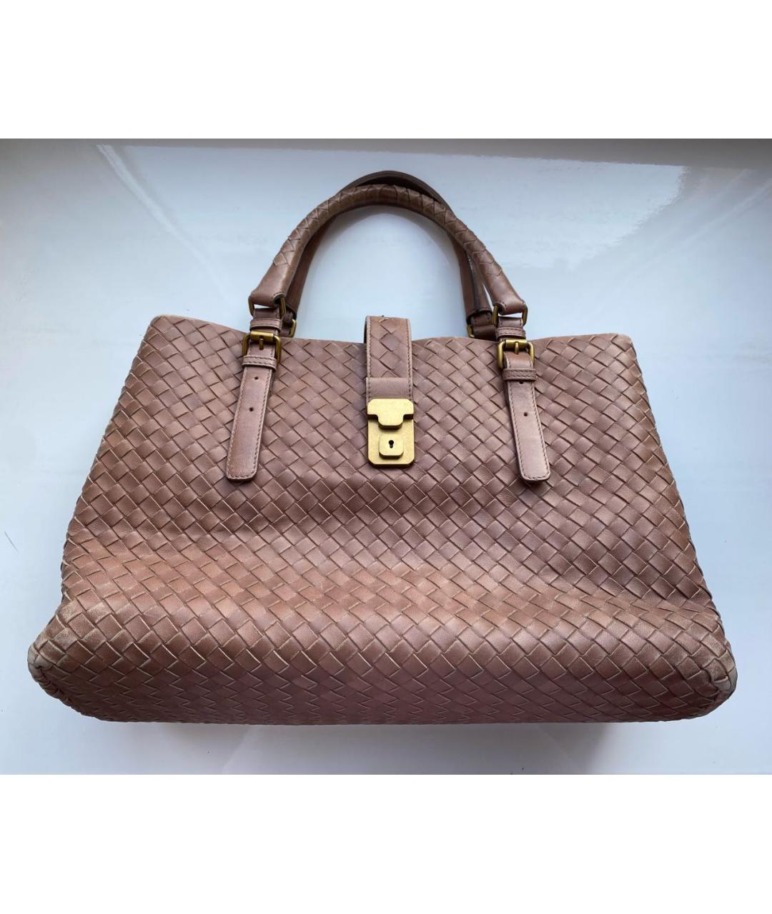 BOTTEGA VENETA Бежевая кожаная сумка с короткими ручками, фото 9