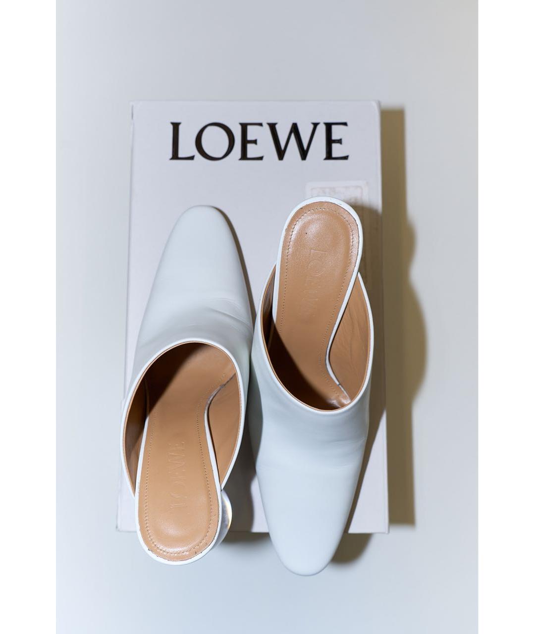 LOEWE Белые кожаные мюли, фото 2