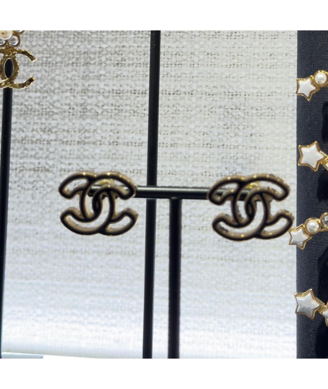 CHANEL Черные латунные серьги, фото 3