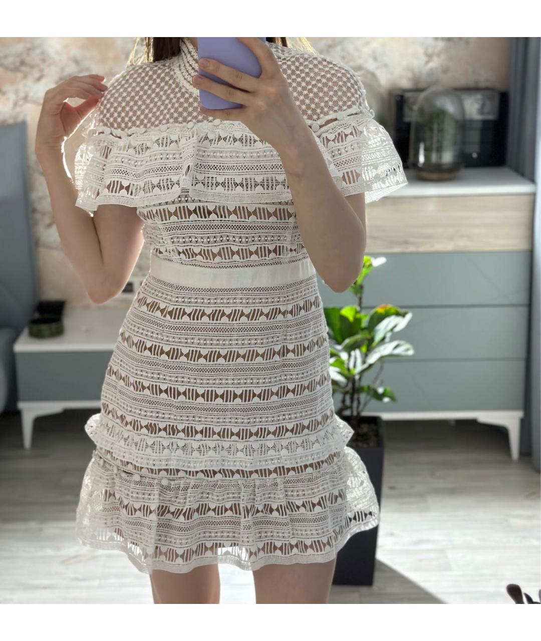SELF-PORTRAIT Белое полиэстеровое коктейльное платье, фото 5