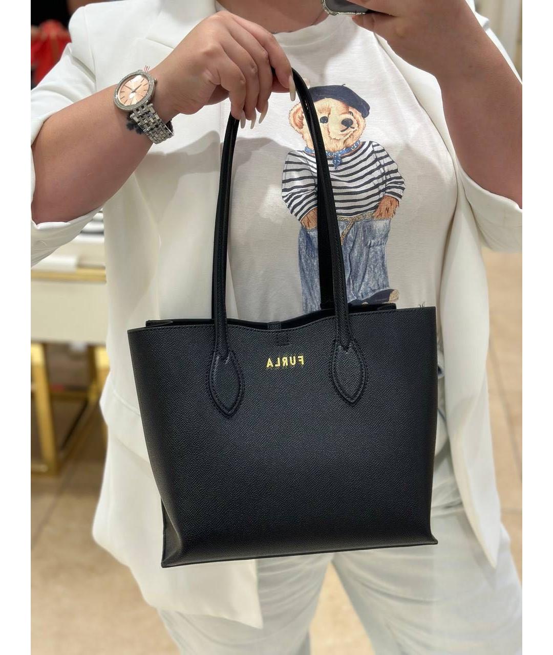 FURLA Черная кожаная сумка с короткими ручками, фото 2