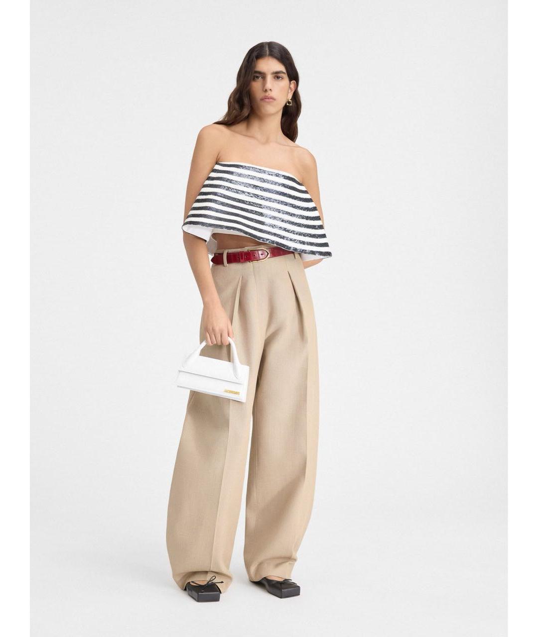 JACQUEMUS Белая кожаная сумка с короткими ручками, фото 6