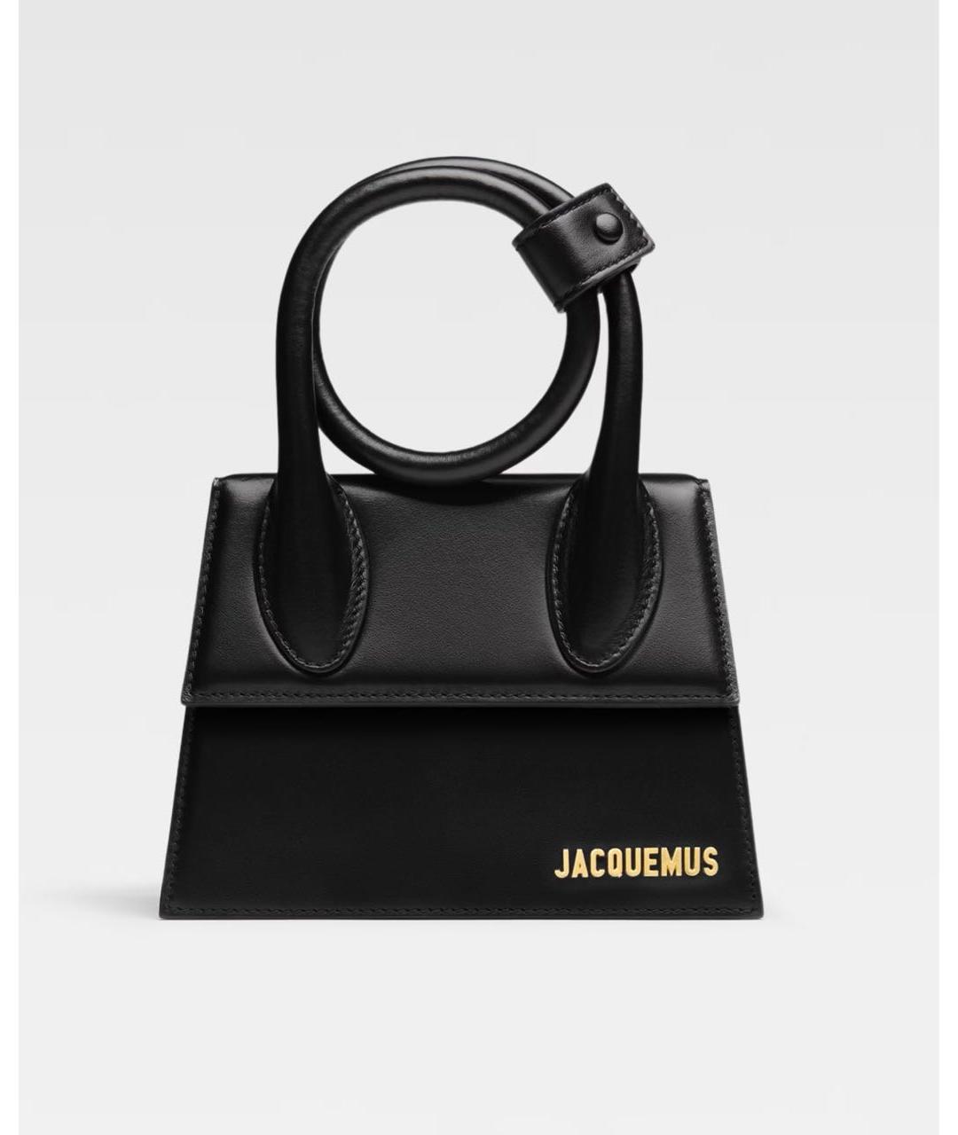 JACQUEMUS Черная кожаная сумка с короткими ручками, фото 7