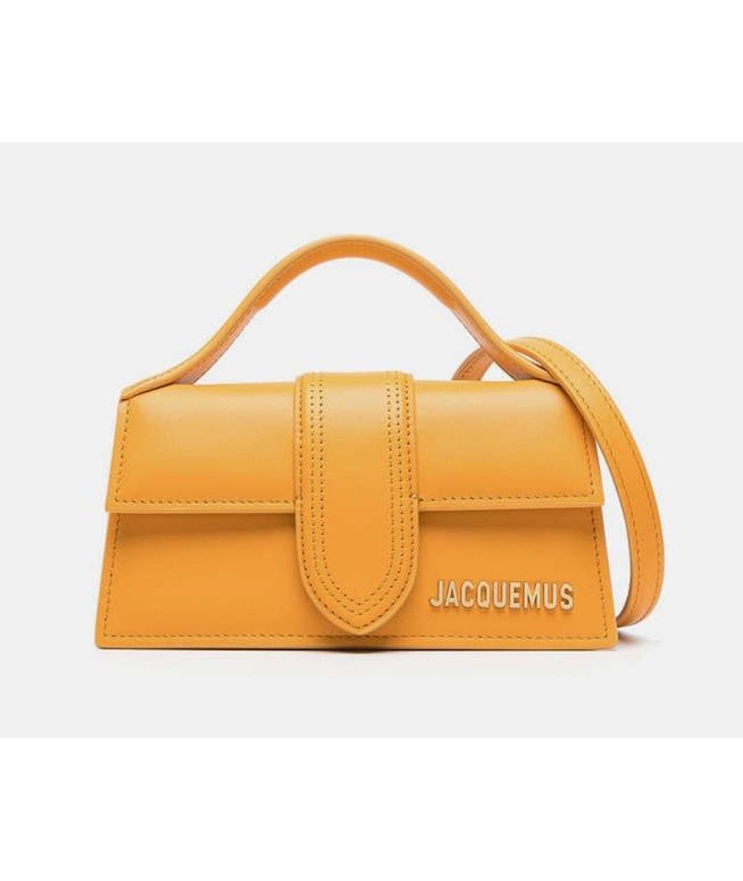 JACQUEMUS Оранжевая кожаная сумка с короткими ручками, фото 5