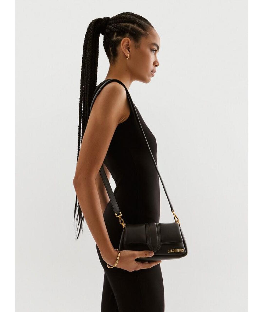 JACQUEMUS Черная кожаная сумка через плечо, фото 7