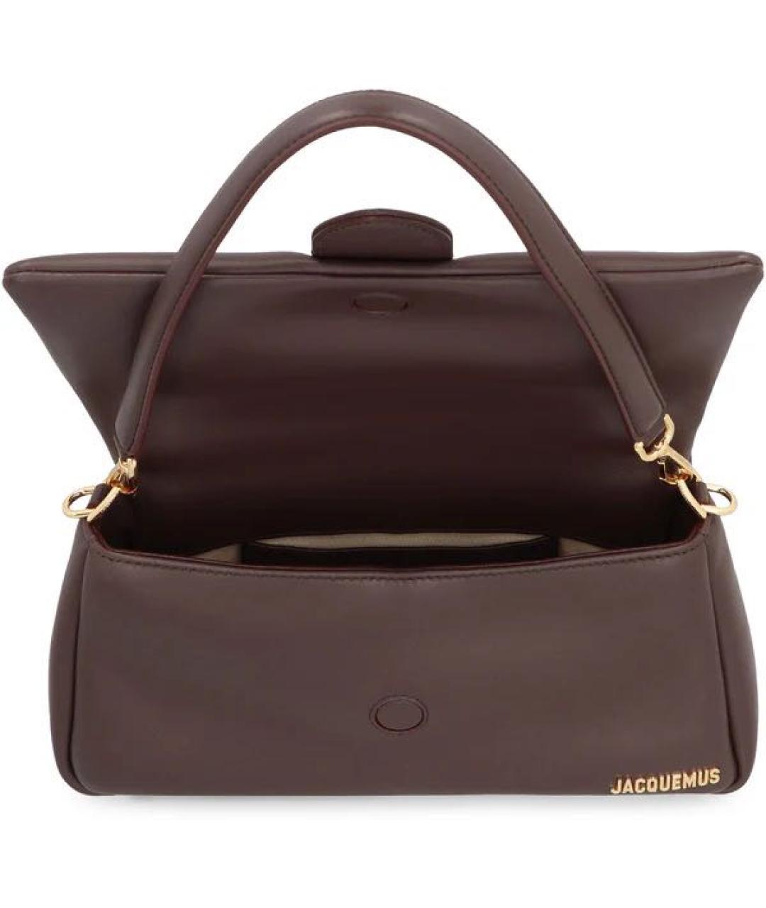 JACQUEMUS Коричневая кожаная сумка через плечо, фото 4