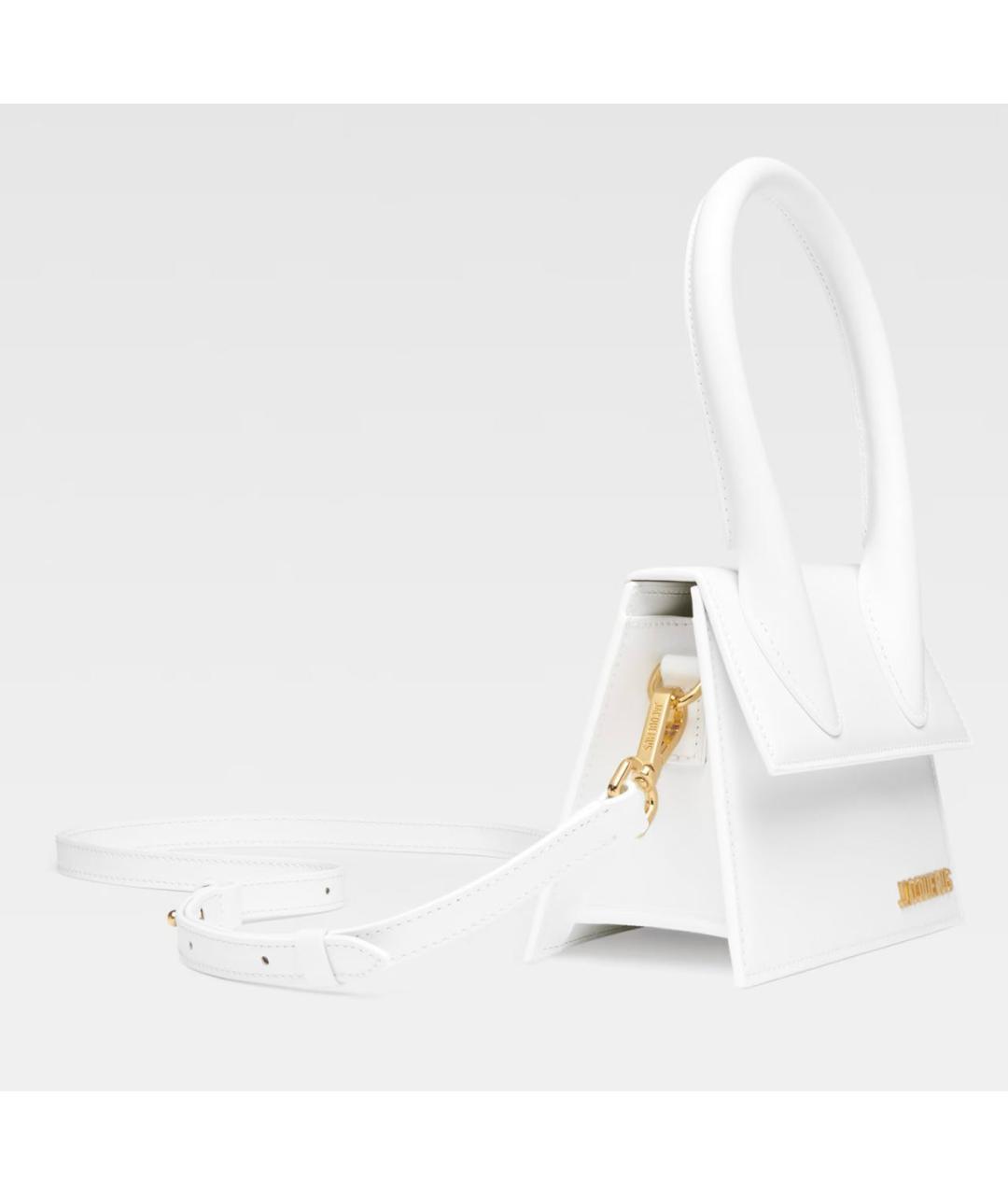 JACQUEMUS Белая кожаная сумка с короткими ручками, фото 2