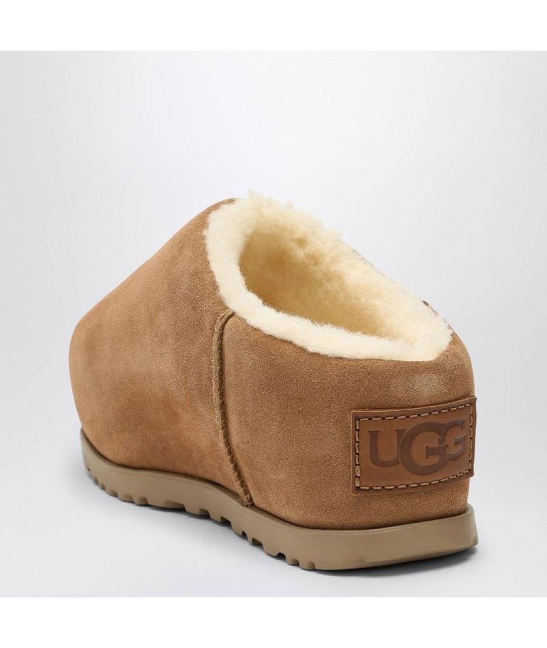 UGG AUSTRALIA Коричневые кожаные сабо, фото 4