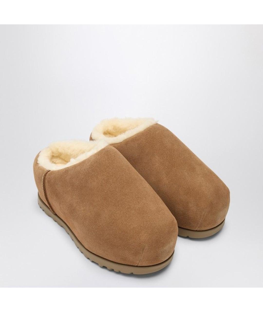 UGG AUSTRALIA Коричневые кожаные сабо, фото 2