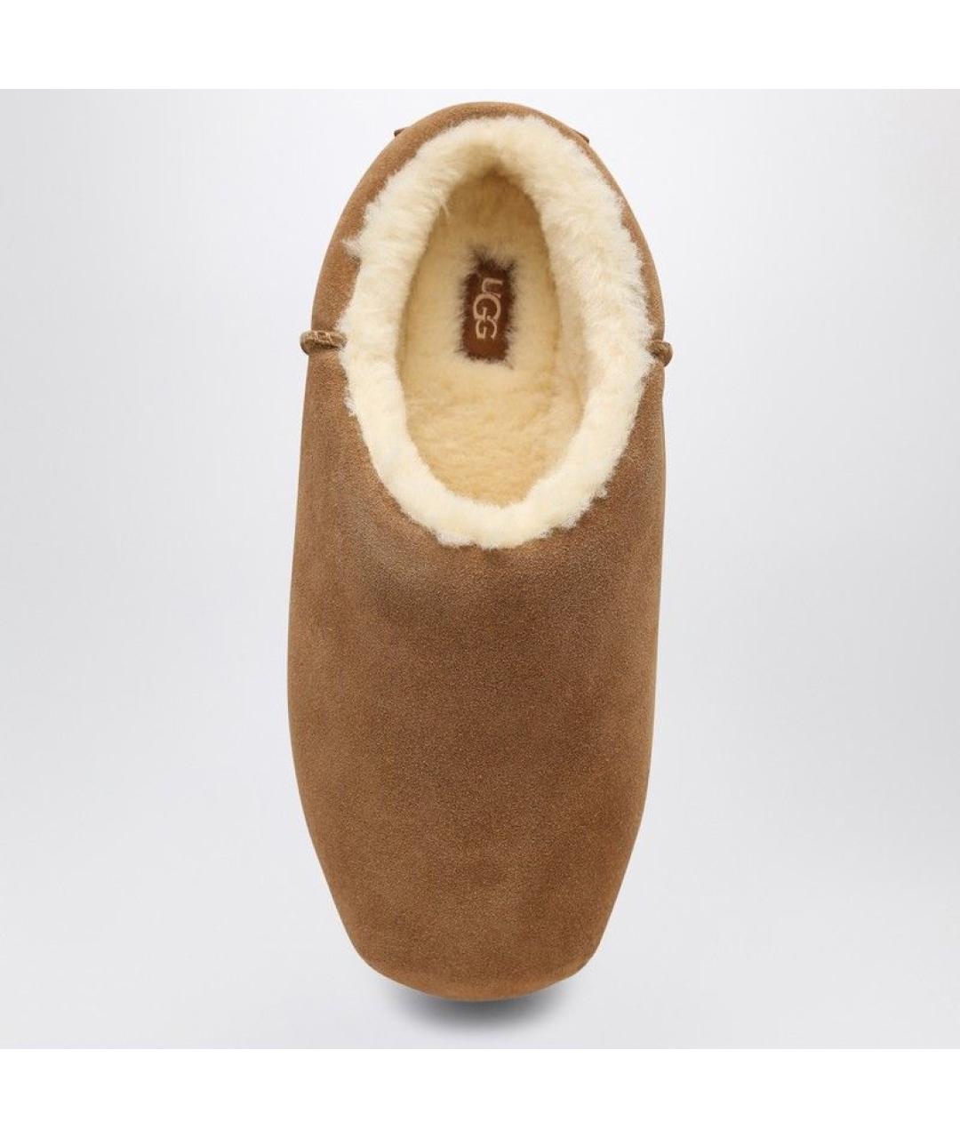 UGG AUSTRALIA Коричневые кожаные сабо, фото 3