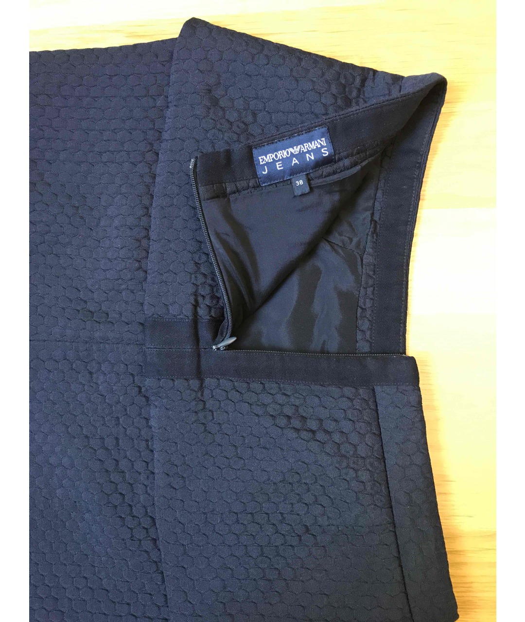 EMPORIO ARMANI Темно-синяя полиэстеровая юбка мини, фото 3
