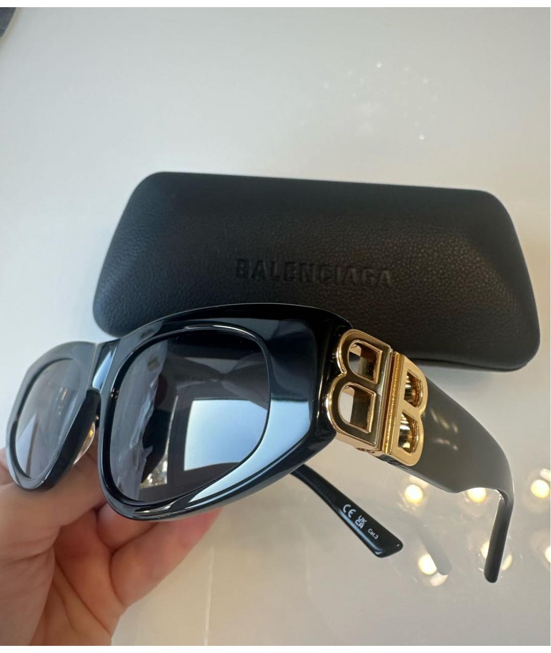 BALENCIAGA Черные пластиковые солнцезащитные очки, фото 3