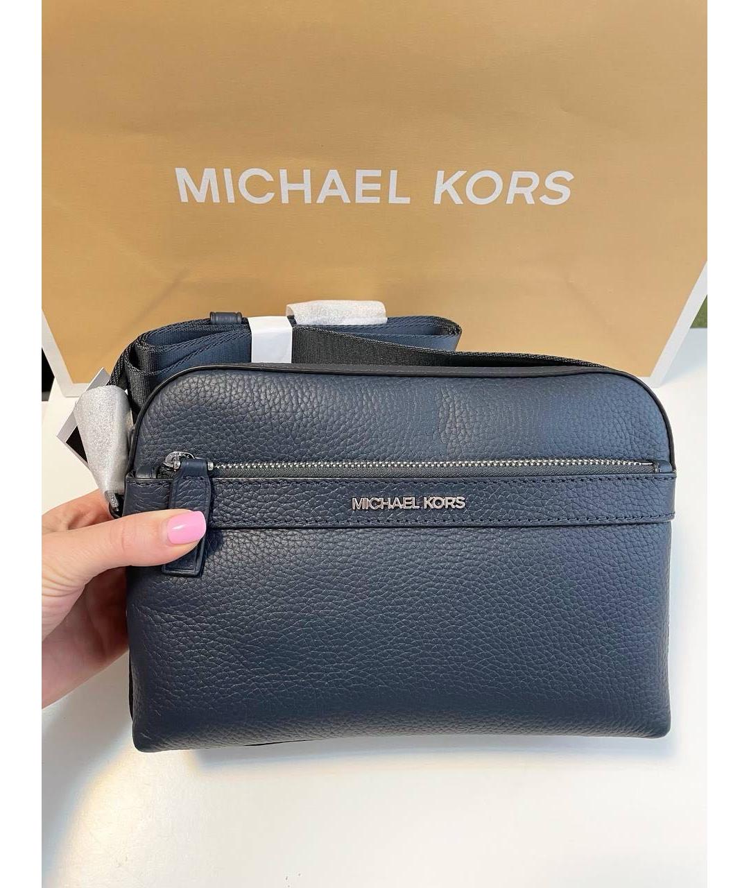 MICHAEL KORS Темно-синяя кожаная сумка на плечо, фото 9