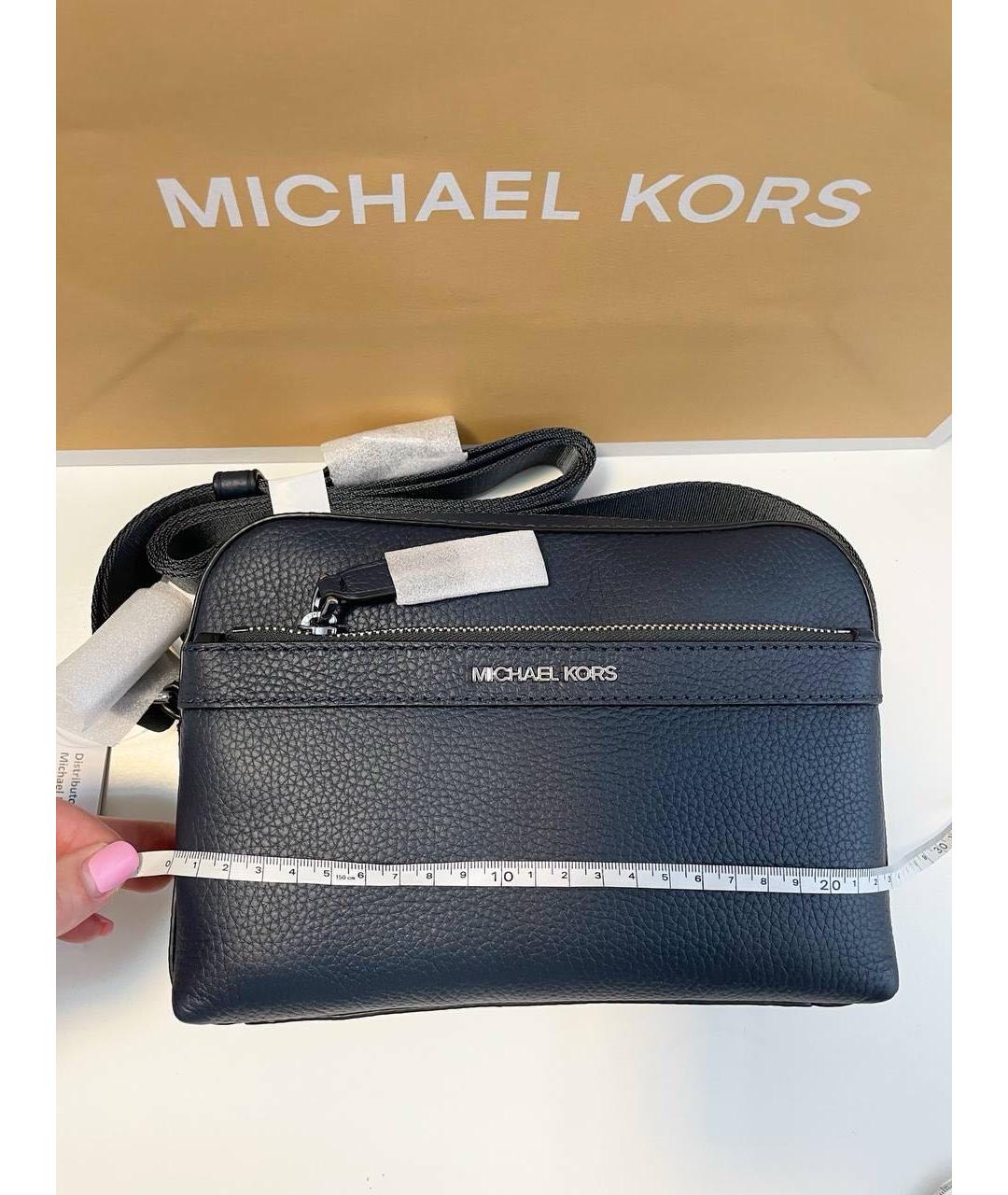 MICHAEL KORS Темно-синяя кожаная сумка на плечо, фото 8