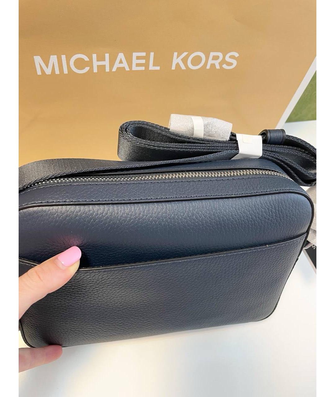 MICHAEL KORS Темно-синяя кожаная сумка на плечо, фото 3