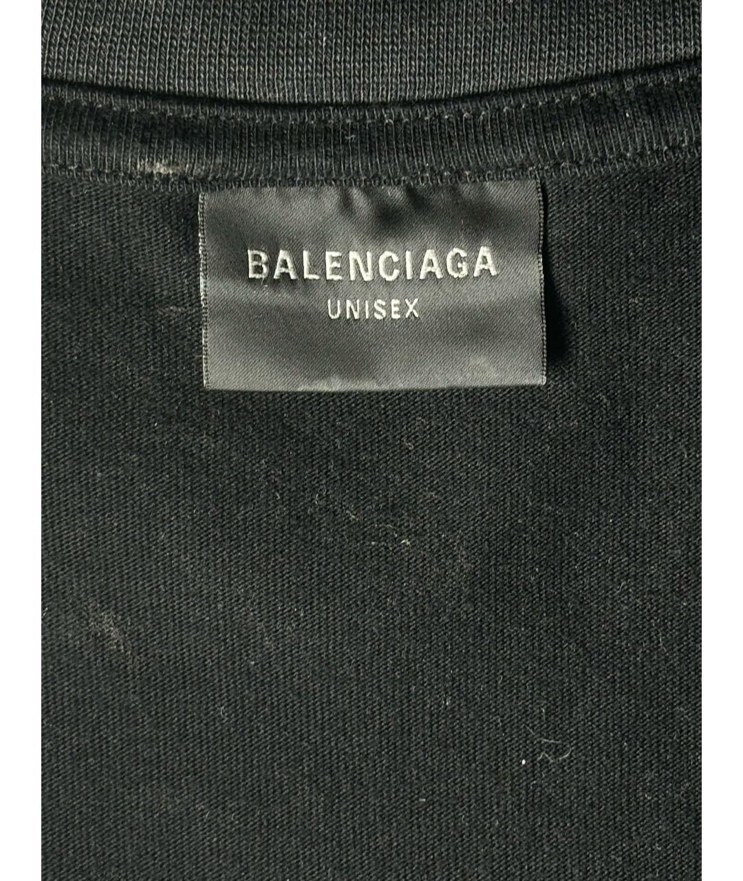 BALENCIAGA Черная хлопковая футболка, фото 7