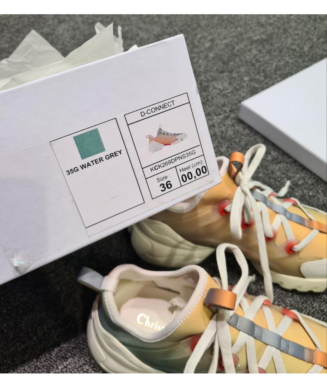 CHRISTIAN DIOR Бежевые текстильные кроссовки, фото 8