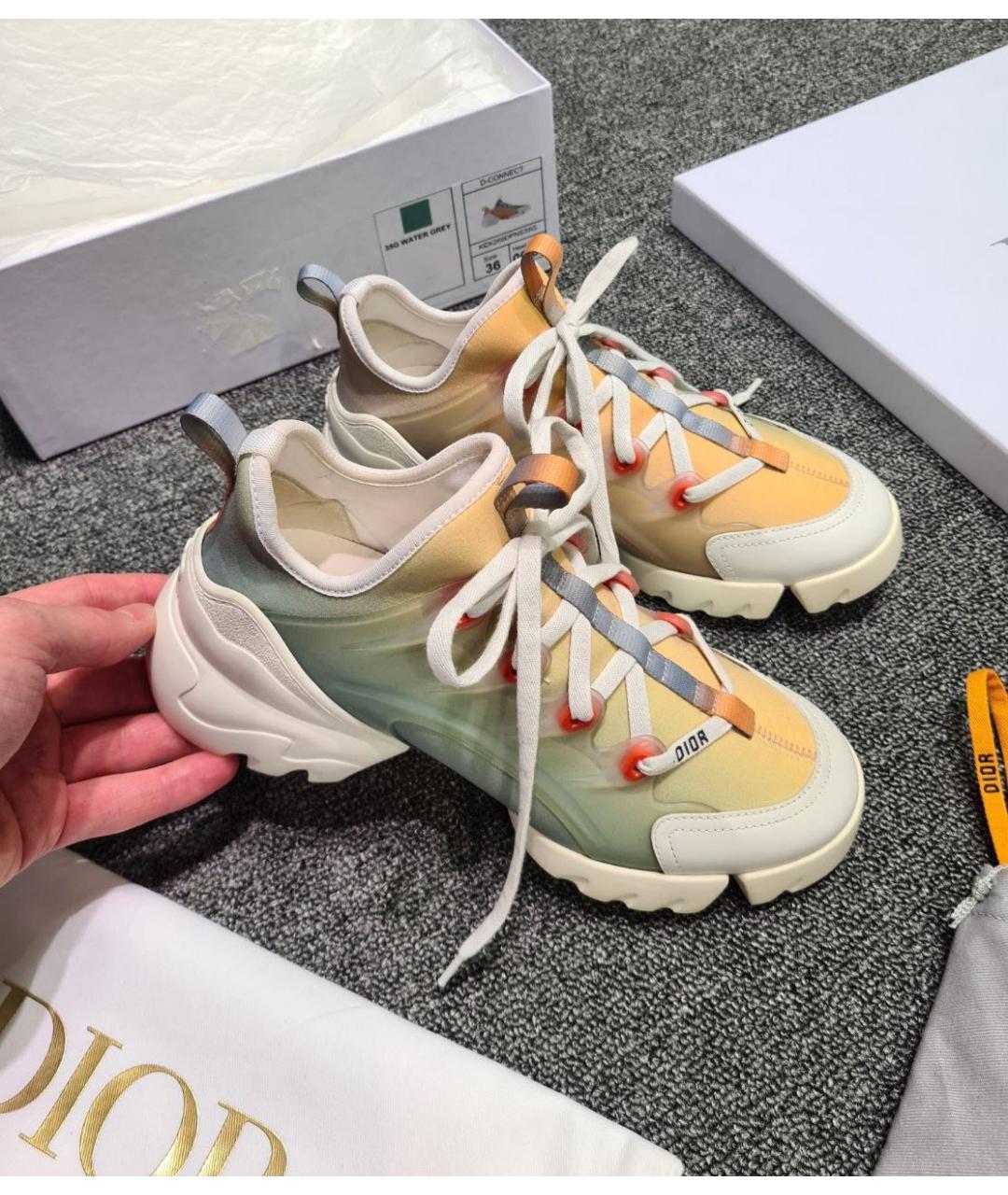 CHRISTIAN DIOR Бежевые текстильные кроссовки, фото 4