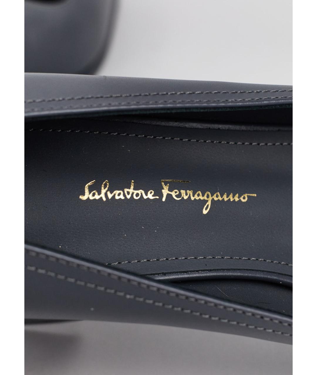 SALVATORE FERRAGAMO Темно-синие кожаные туфли, фото 5