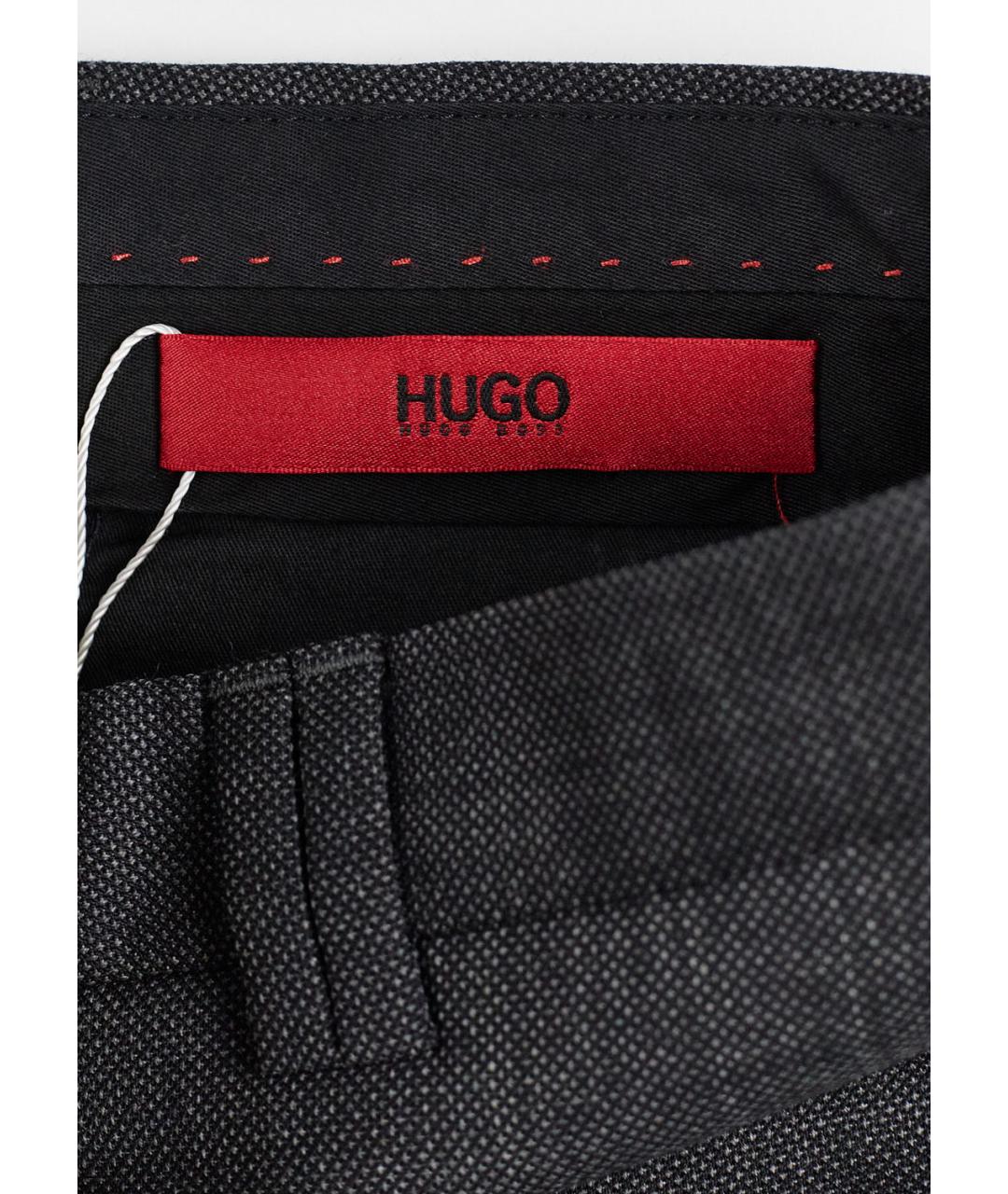 HUGO BOSS Серые шерстяные прямые брюки, фото 3