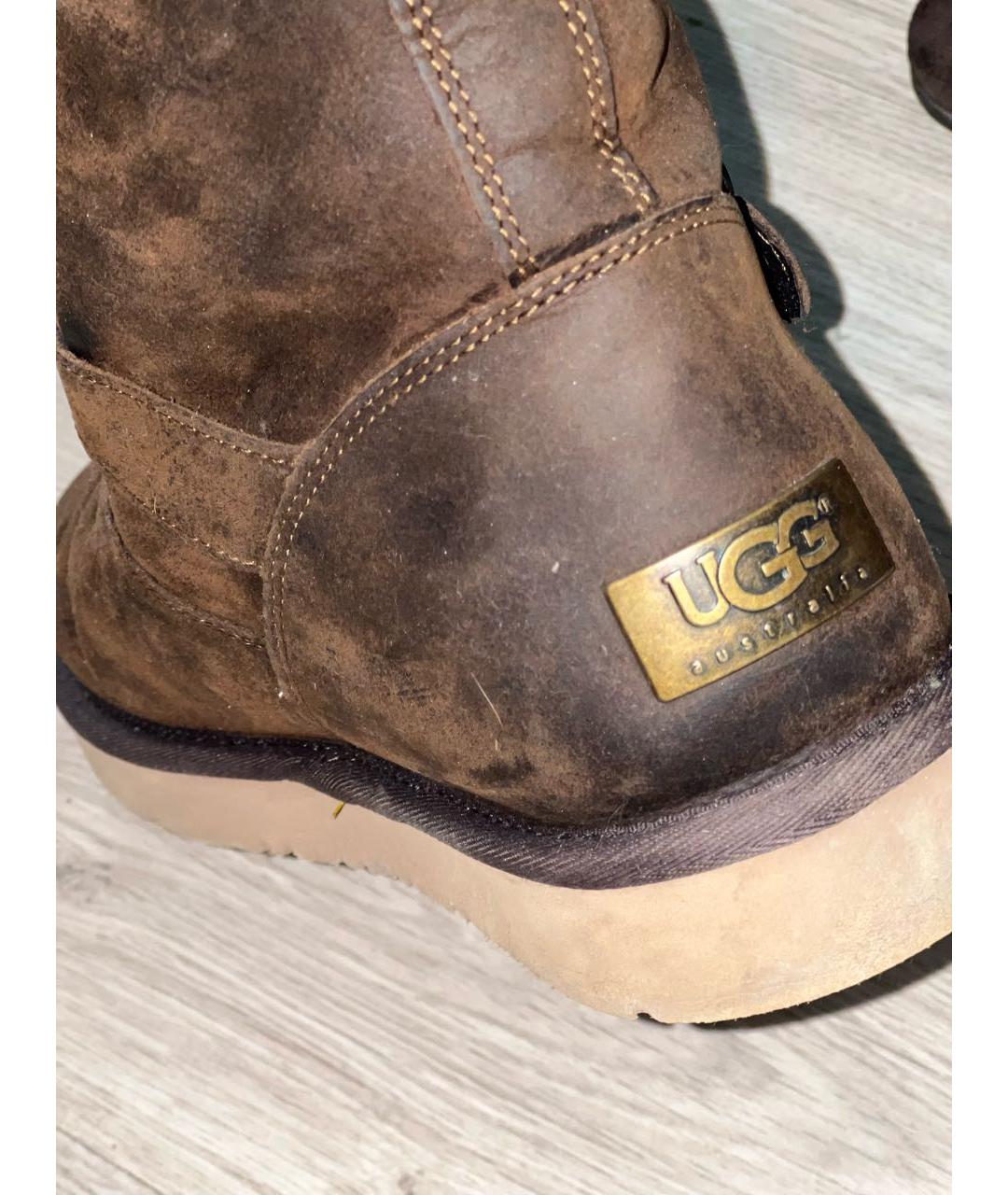 UGG AUSTRALIA Коричневые нубуковые сапоги, фото 5