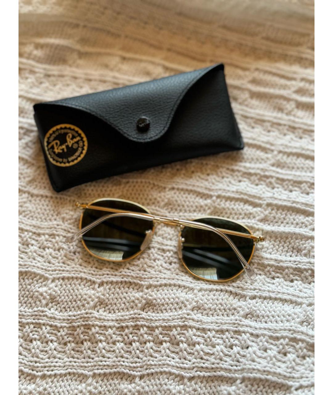 RAY BAN Золотые пластиковые солнцезащитные очки, фото 2