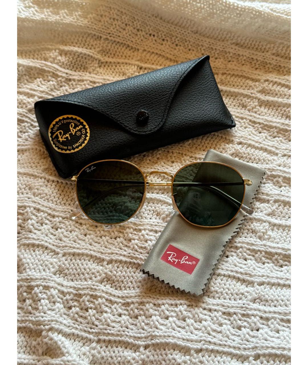 RAY BAN Золотые пластиковые солнцезащитные очки, фото 5