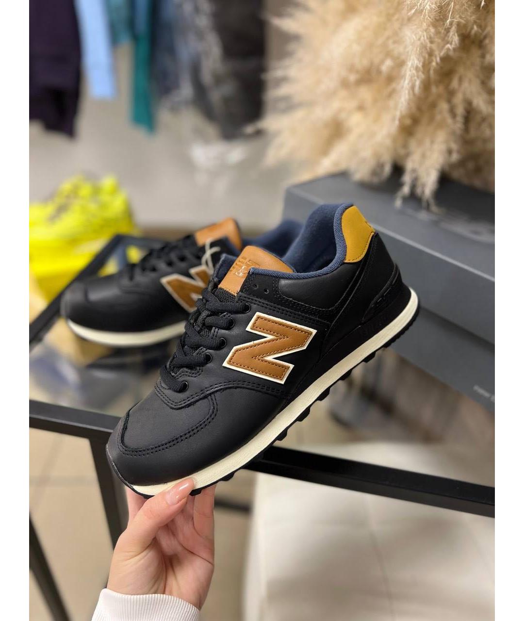 NEW BALANCE Черные кожаные низкие кроссовки / кеды, фото 7