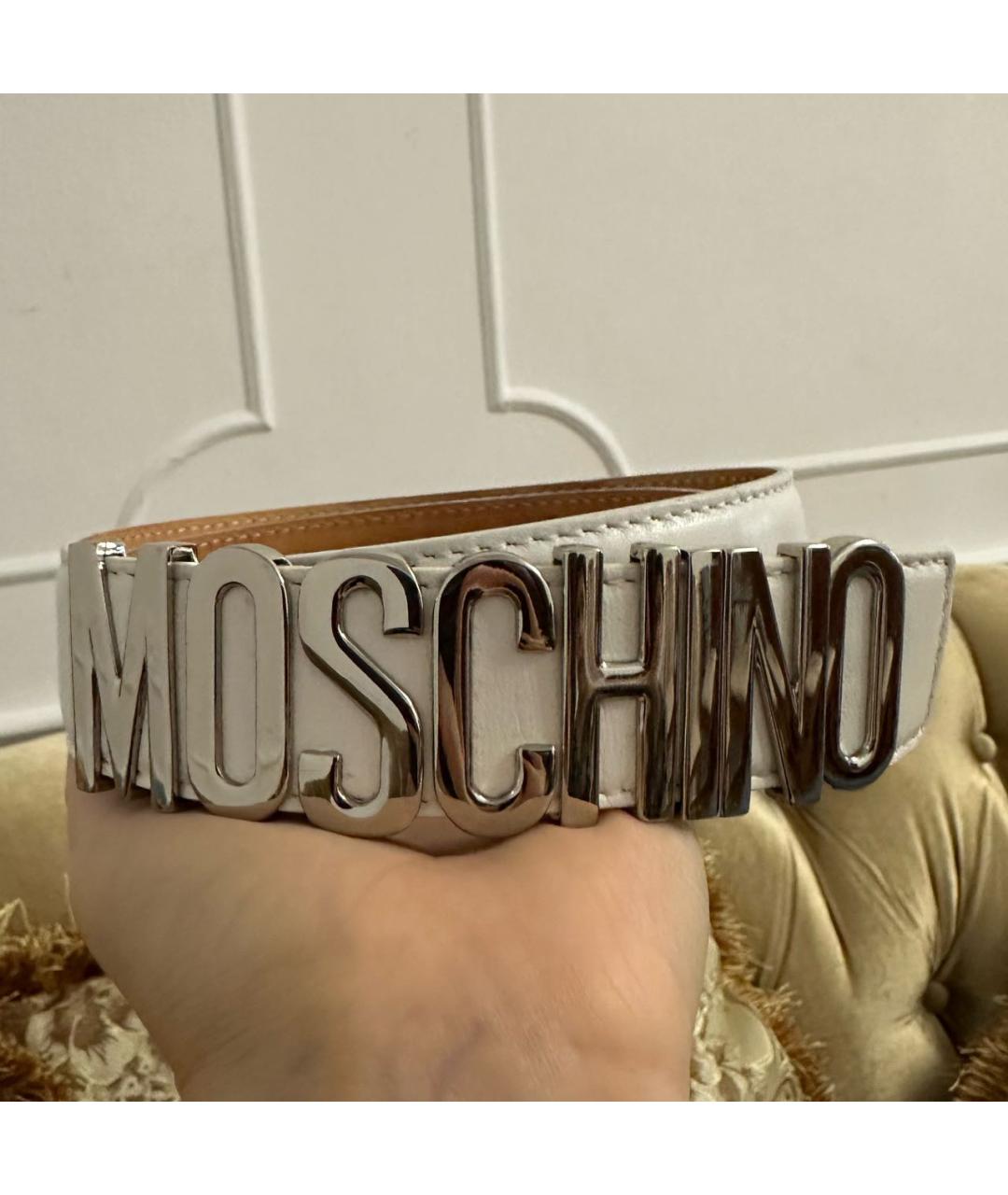 MOSCHINO Белый кожаный ремень, фото 5