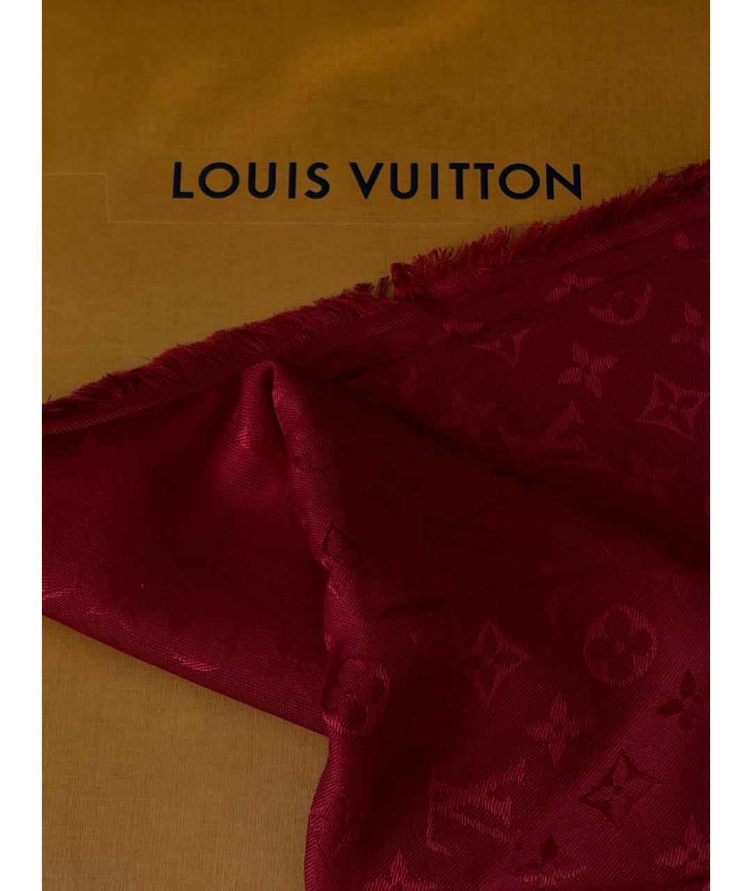 LOUIS VUITTON Красный шелковый платок, фото 5