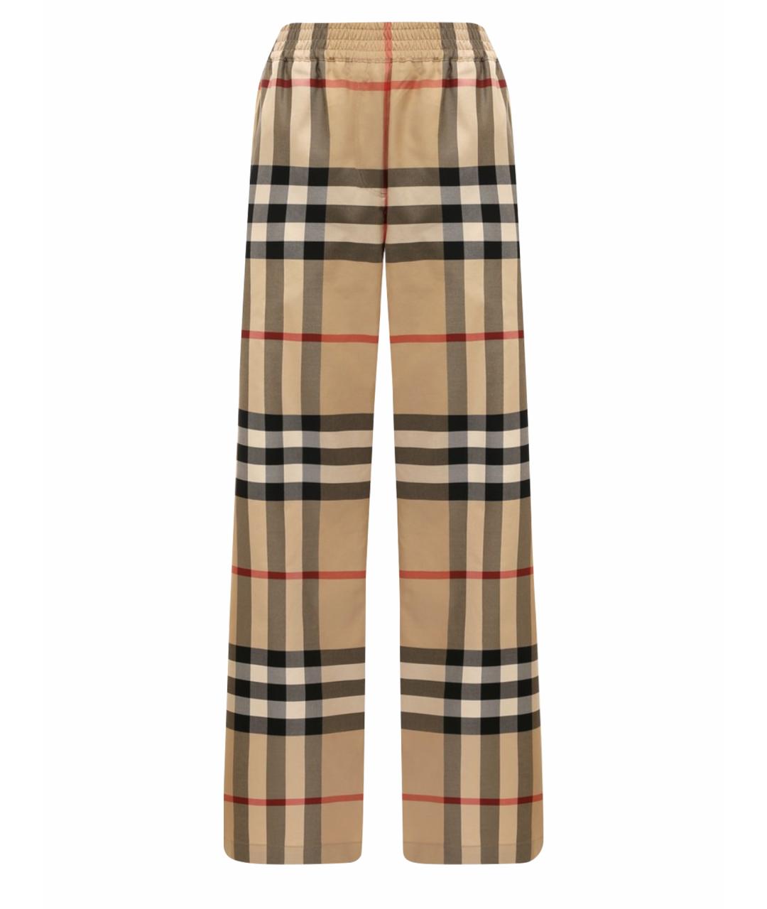 BURBERRY Бежевые хлопковые прямые брюки, фото 1