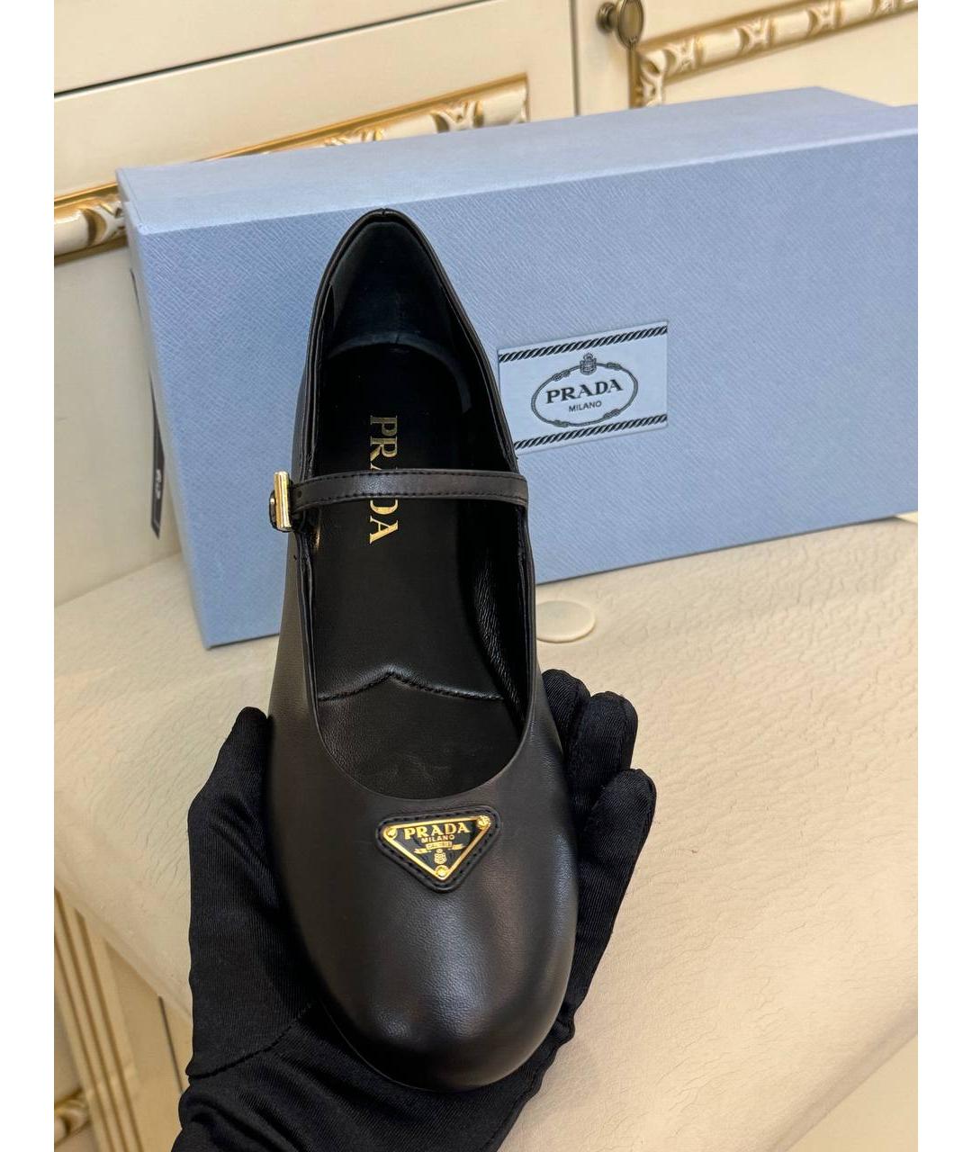 PRADA Черные кожаные балетки, фото 8