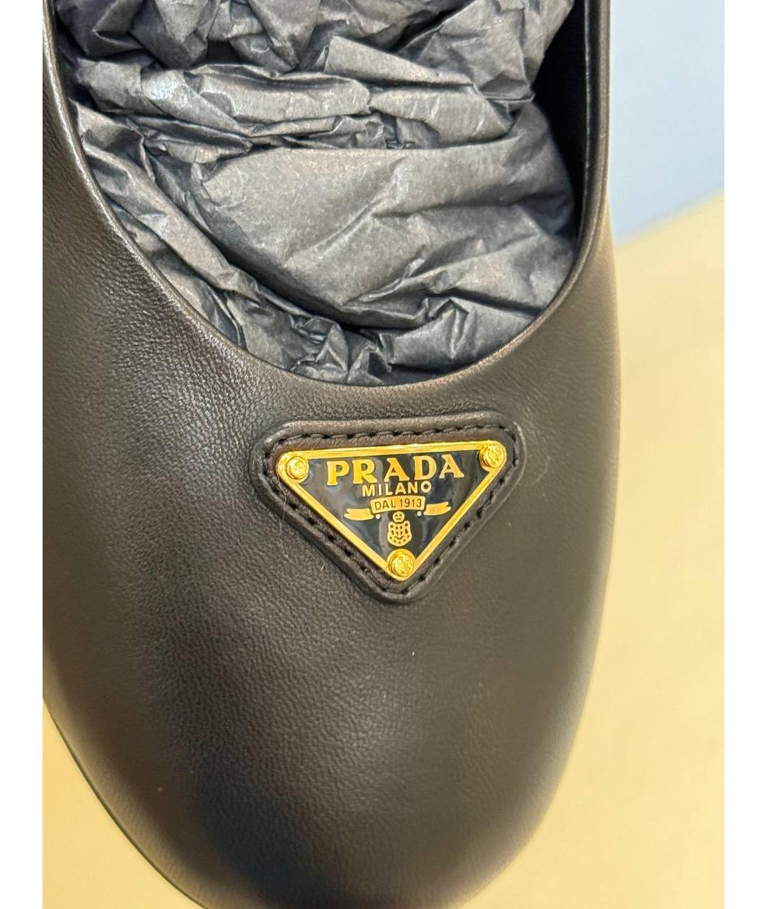 PRADA Черные кожаные балетки, фото 5
