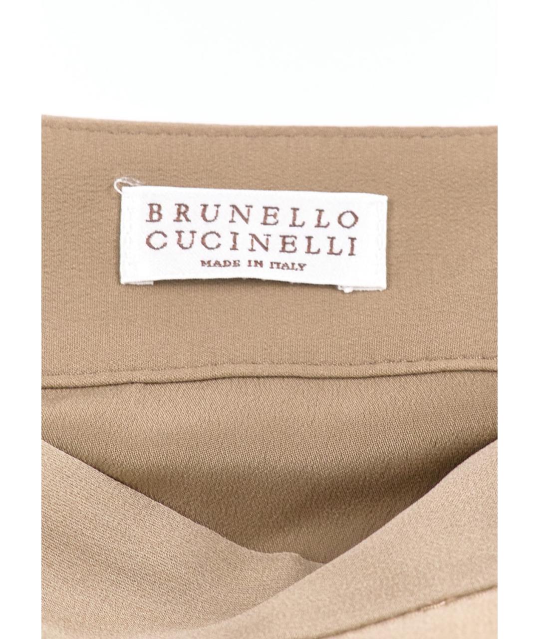 BRUNELLO CUCINELLI Бежевая шелковая юбка макси, фото 3