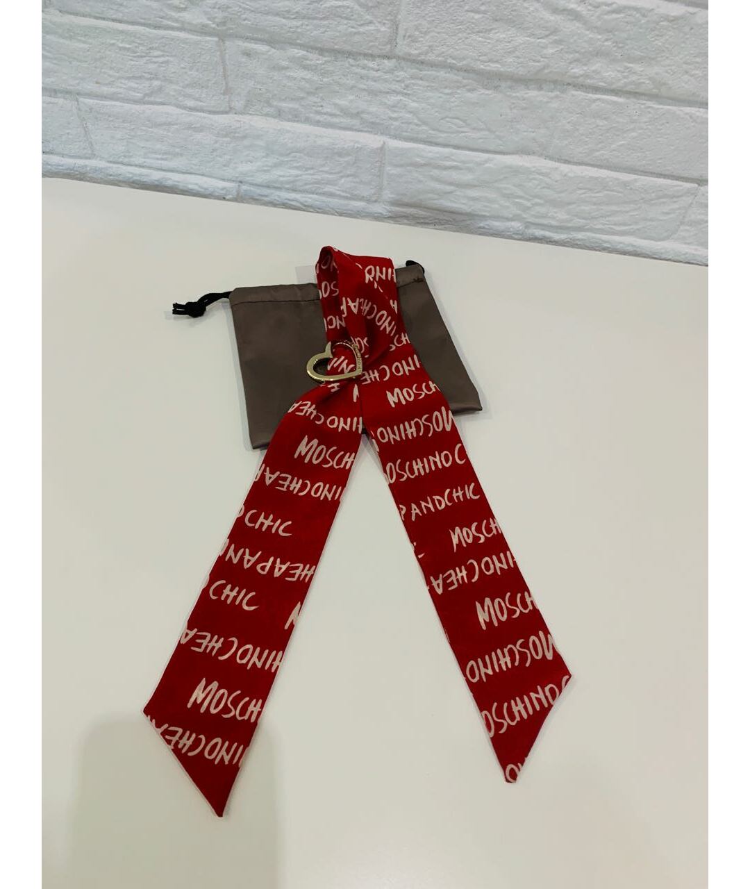 MOSCHINO Красный шелковый шарф, фото 2