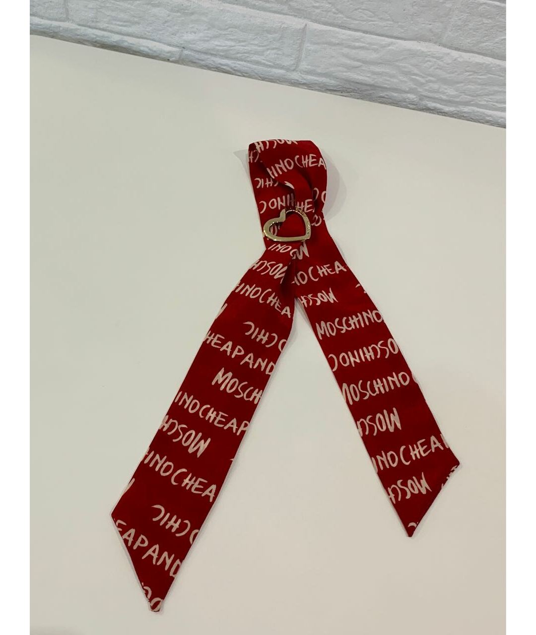 MOSCHINO Красный шелковый шарф, фото 5