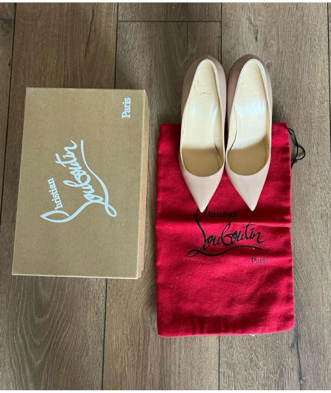 CHRISTIAN LOUBOUTIN Бежевые кожаные туфли, фото 5