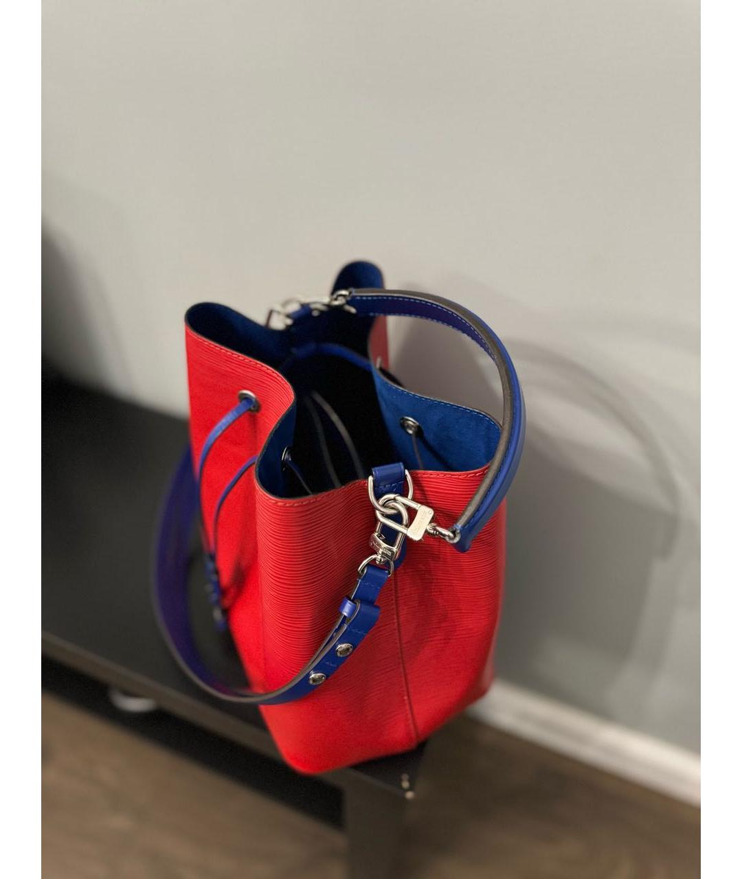 LOUIS VUITTON Красная кожаная сумка тоут, фото 4