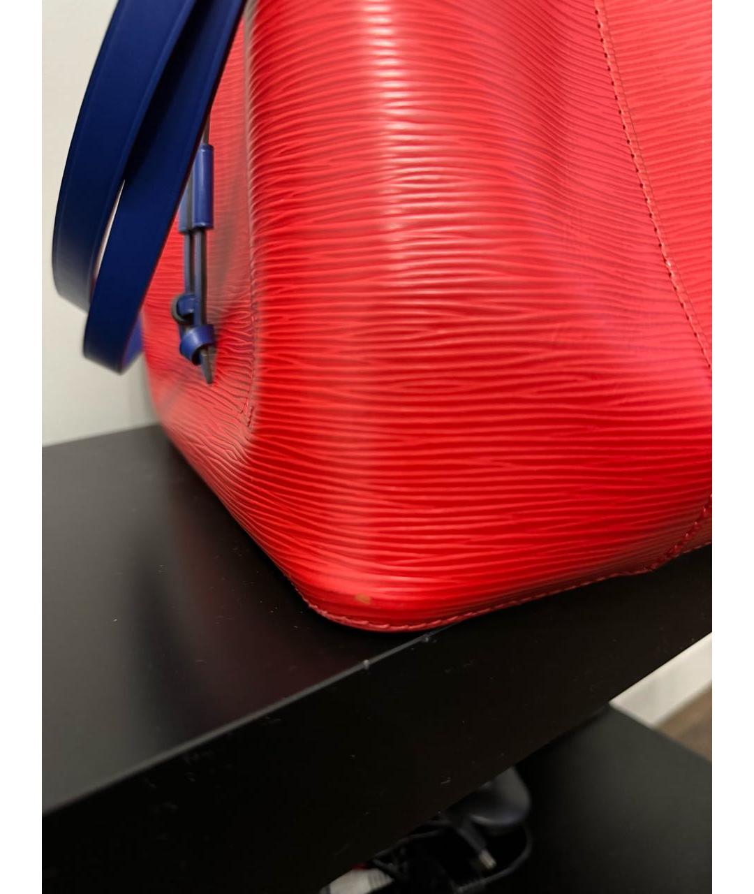 LOUIS VUITTON Красная кожаная сумка тоут, фото 8