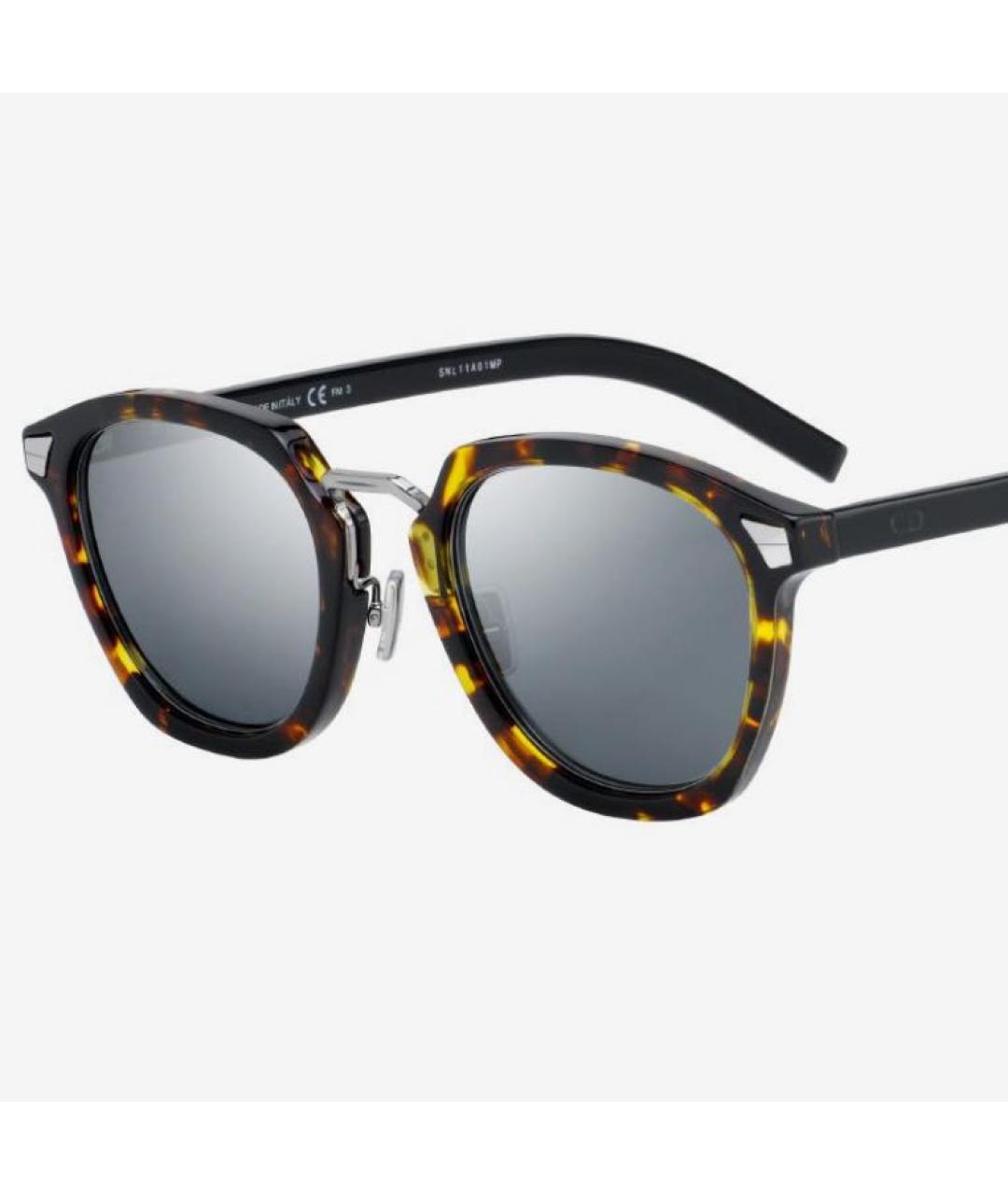 CHRISTIAN DIOR Коричневые пластиковые солнцезащитные очки, фото 7