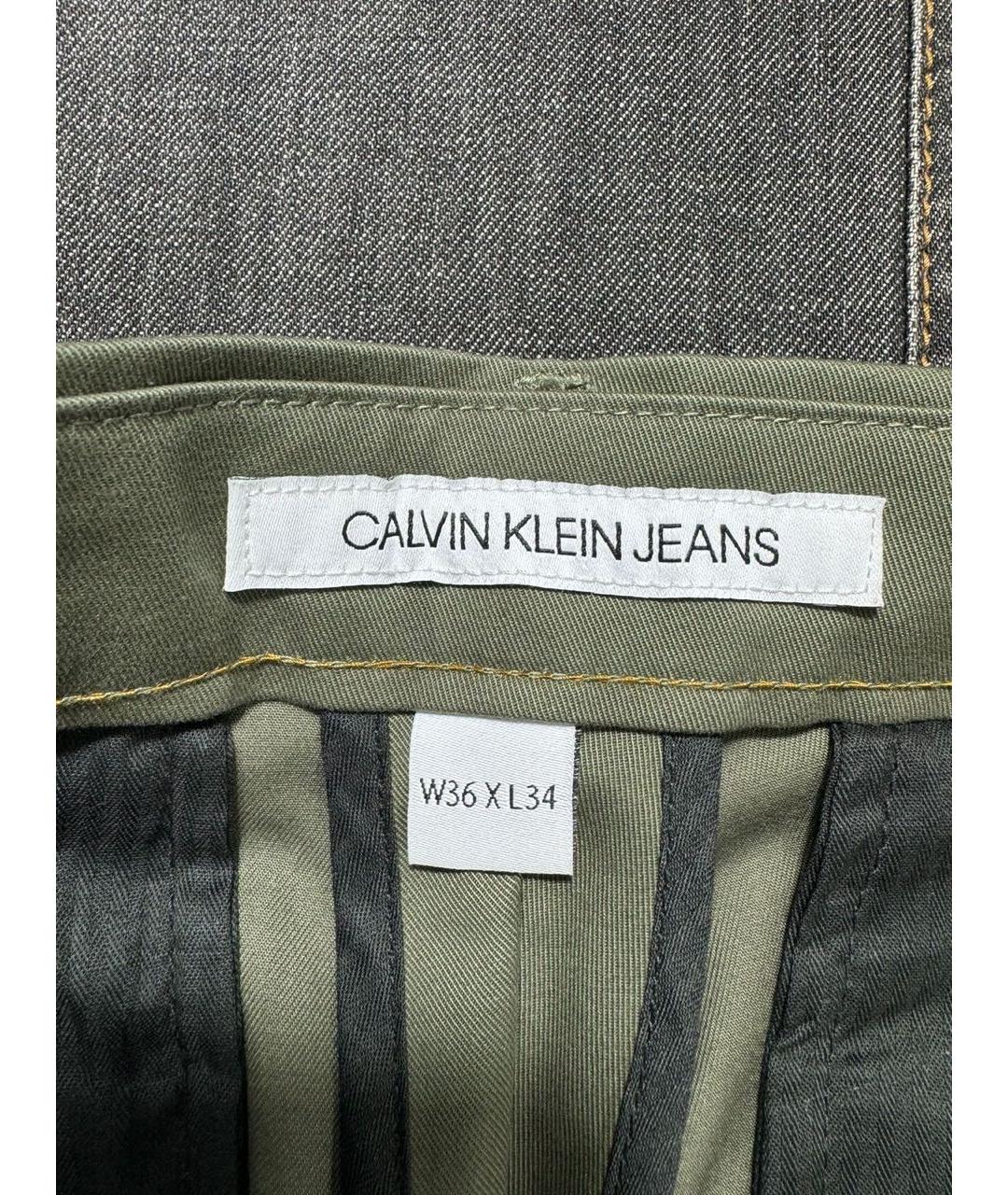 CALVIN KLEIN JEANS Хаки хлопко-эластановые брюки чинос, фото 4