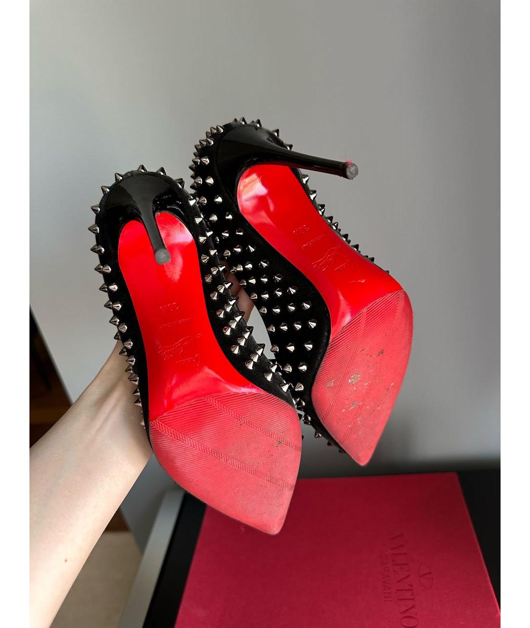 CHRISTIAN LOUBOUTIN Черные текстильные туфли, фото 5