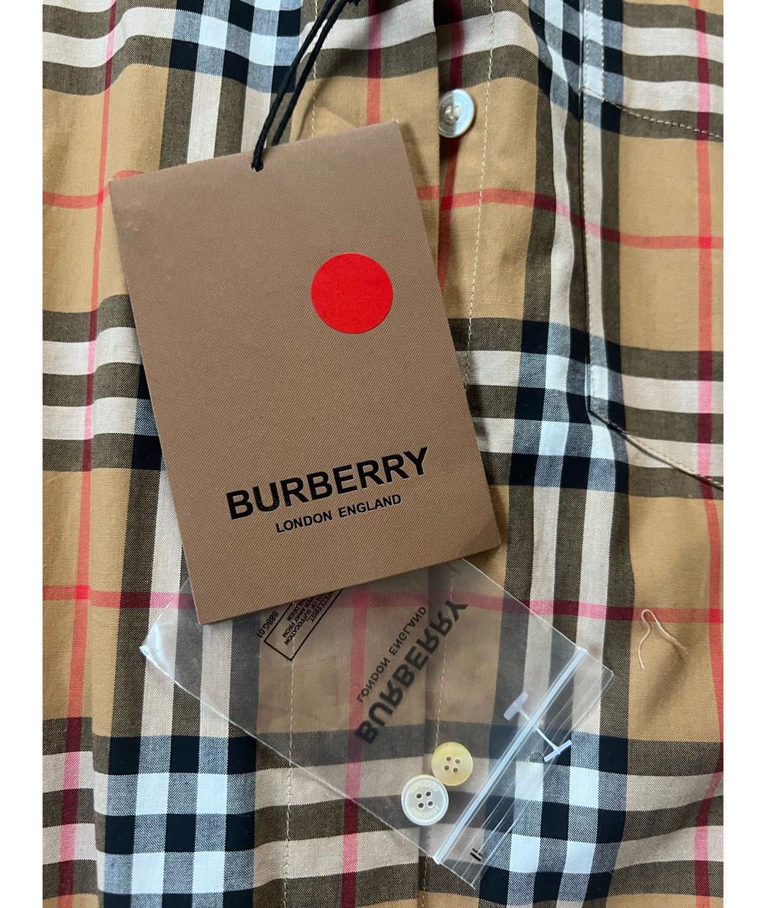 BURBERRY Коричневое хлопковое повседневное платье, фото 4