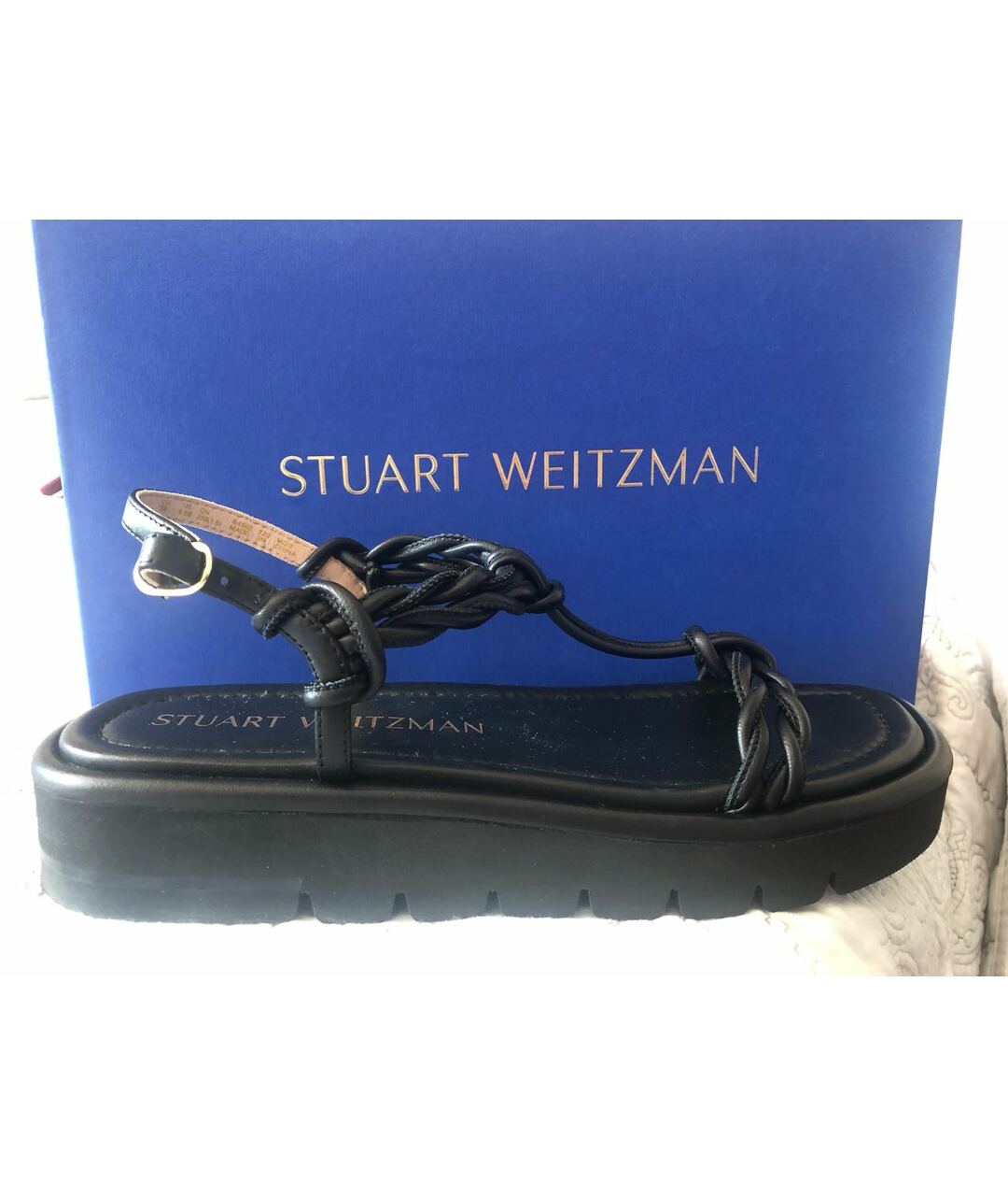 STUART WEITZMAN Черные кожаные босоножки, фото 2