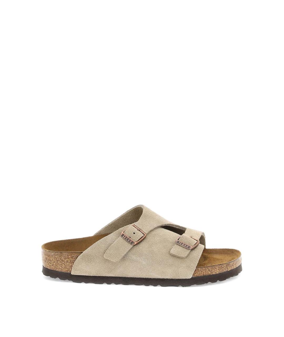 BIRKENSTOCK Бежевые кожаные шлепанцы, фото 1